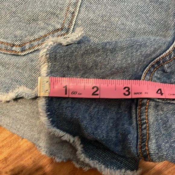 Knox Rose women’s shorts 14 large jean denim embroider stretch fray mid rise - Picture 7 of 10